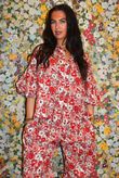 Daughter Of Ibiza Lovechild Balloon Sleeve Shirt Scarlet & Rose 